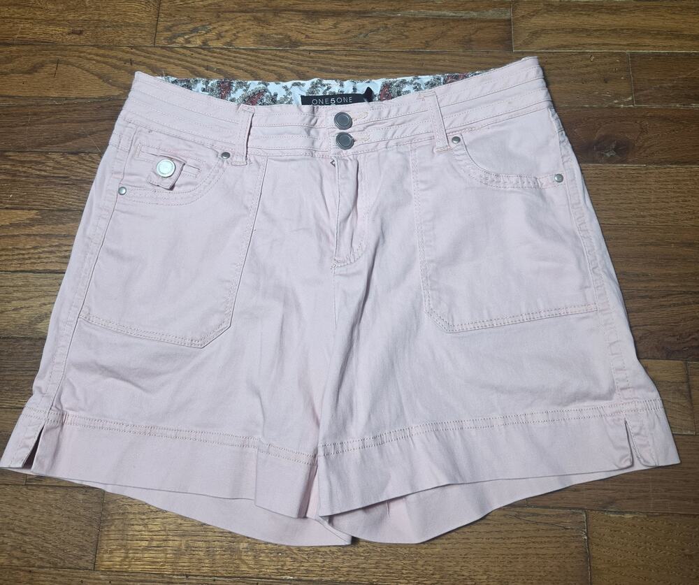ONE5ONE Womens Size 8 Pink Shorts Y2K Low Rise Utility Cargo Stretch 2000s